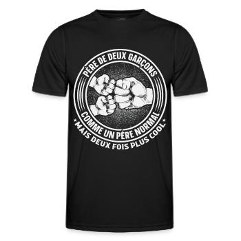 Père De Deux Garcons Papa Fête Des Pères - T-shirt sport Homme - noir - Devant - AI Model Male 178 dark (178cm)