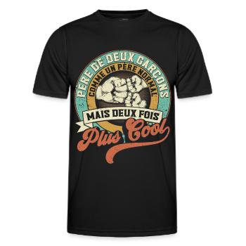 Père De Deux Garcons Papa Fête Des Pères - T-shirt sport Homme - noir - Devant - AI Model Male 178 dark (178cm)