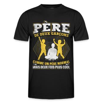 Père De Deux Garcons Papa Fête Des Pères - T-shirt sport Homme - noir - Devant - AI Model Male 178 dark (178cm)