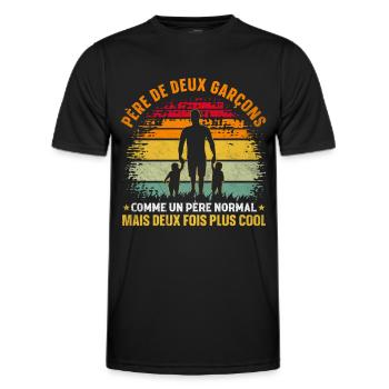 Père De Deux Garcons Papa Fête Des Pères - T-shirt sport Homme - noir - Devant - AI Model Male 178 dark (178cm)