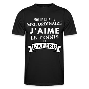 humour j'aime le tennis et l'apéro citation drôle - T-shirt sport Homme - noir - Devant - AI Model Male 178 dark (178cm)