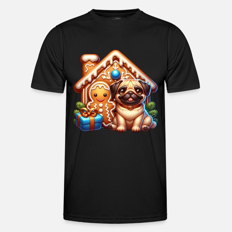 Pug Gingerbread Men's Functional T-Shirt