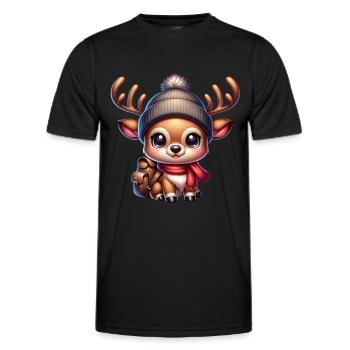 École Renne Écolier Écolier Temps Scolaire Noël - T-shirt sport Homme - noir - Devant - AI Model Male 178 dark (178cm)