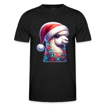 Lama Nikolaus - Männer Funktions-T-Shirt - Schwarz - Vorne - AI Model Male 178 dark (178cm)
