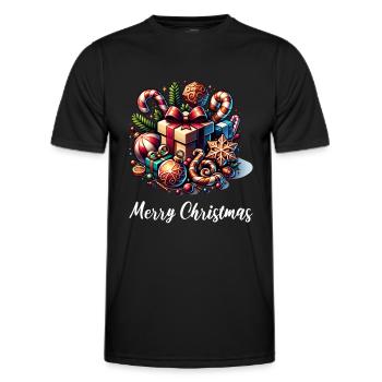 Merry Christmas Weihnachtlich Weihnachtsfeier - Männer Funktions-T-Shirt - Schwarz - Vorne - AI Model Male 178 dark (178cm)