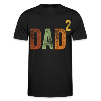 Vater Hoch Zwei - Papa Dad Vatertag Retro Väter - Männer Funktions-T-Shirt - Schwarz - Vorne - AI Model Male 178 dark (178cm)