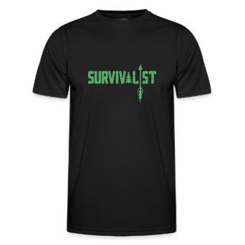 Survivant survivant Survival Survie Nature - T-shirt sport Homme - noir - Devant - AI Model Male 178 dark (178cm)