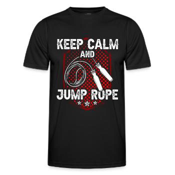 Keep calm and jump rope Jump rope - Men's Functional T-Shirt - black - Front - AI Model Male 178 dark (178cm)