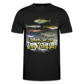 Wo Sind Die Ganzen Fische Hin? Fischen Fischer - Männer Funktions-T-Shirt - Schwarz - Vorne - AI Model Male 178 dark (178cm)