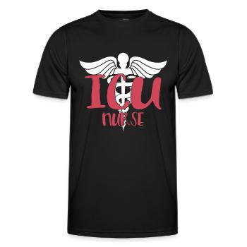 Infirmière en soins intensifs Soins intensifs - T-shirt sport Homme - noir - Devant - AI Model Male 178 dark (178cm)