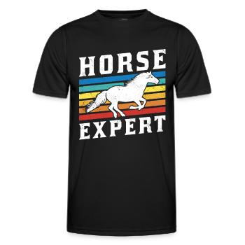 Chevaux Expert Équitation Écuries Équitation - T-shirt sport Homme - noir - Devant - AI Model Male 178 dark (178cm)