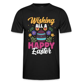 Wünsche Allen Ein Frohes Osterfest Osterei Ostern - Männer Funktions-T-Shirt - Schwarz - Vorne - AI Model Male 178 dark (178cm)