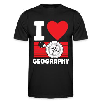 I love Geography Geography Profession Geography - Men's Functional T-Shirt - black - Front - AI Model Male 178 dark (178cm)