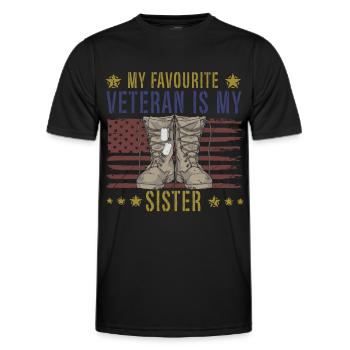 My favorite veteran is my sister military - Men's Functional T-Shirt - black - Front - AI Model Male 178 dark (178cm)