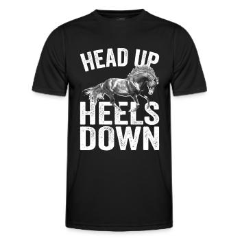 Tête haute talons vers le bas Cavalier Équitation Cheval - T-shirt sport Homme - noir - Devant - AI Model Male 178 dark (178cm)