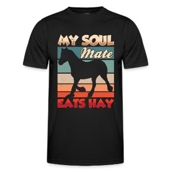 Mon âme sœur mange de l’équitation de foin - T-shirt sport Homme - noir - Devant - AI Model Male 178 dark (178cm)