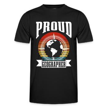 Fier géographe Profession de géographe Géographie - T-shirt sport Homme - noir - Devant - AI Model Male 178 dark (178cm)