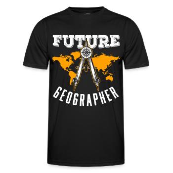 Future Geography Student Geography - Men's Functional T-Shirt - black - Front - AI Model Male 178 dark (178cm)