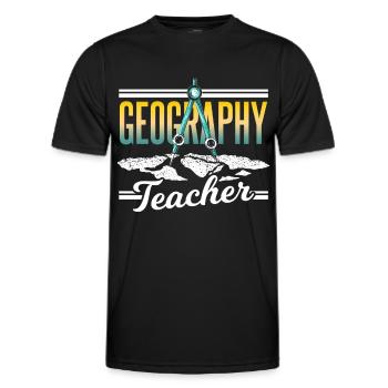 Professeur de géographie Profession Géographe Géographie - T-shirt sport Homme - noir - Devant - AI Model Male 178 dark (178cm)