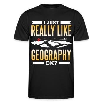 Ich Mag Geografie Einfach Sehr Okay? Geograph - Männer Funktions-T-Shirt - Schwarz - Vorne - AI Model Male 178 dark (178cm)