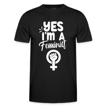 Oui je suis féministe féministe - T-shirt sport Homme - noir - Devant - AI Model Male 178 dark (178cm)
