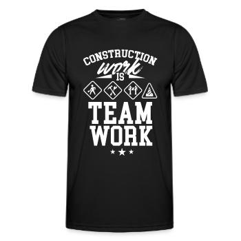 Construction work is teamwork Construction site Construction Teamwork - Men's Functional T-Shirt - black - Front - AI Model Male 178 dark (178cm)