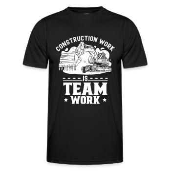 Les travaux de construction sont un travail d’équipe Chantier de construction Travail d’équipe Construction - T-shirt sport Homme - noir - Devant - AI Model Male 178 dark (178cm)