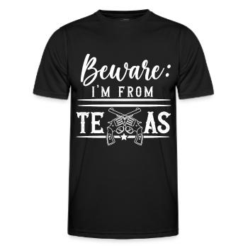 Caution I'm from Texas Texan Texan - Men's Functional T-Shirt - black - Front - AI Model Male 178 dark (178cm)