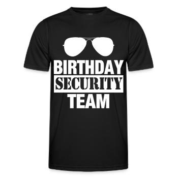 Sécurité d’anniversaire Équipe sécurité Sécurité - T-shirt sport Homme - noir - Devant - AI Model Male 178 dark (178cm)