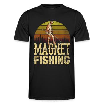 Magnetic Fishing Magnetic Fisherman Magnetic Fishing Magnet - Men's Functional T-Shirt - black - Front - AI Model Male 178 dark (178cm)