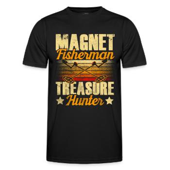 Magnetic Fisherman Treasure Hunter Magnet Magnetic Fishing - Men's Functional T-Shirt - black - Front - AI Model Male 178 dark (178cm)