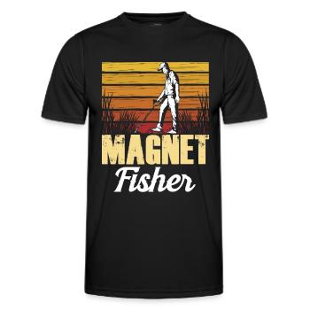 Magnetic Fisherman Magnetic Fishing Magnet - Men's Functional T-Shirt - black - Front - AI Model Male 178 dark (178cm)