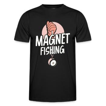 Magnetic Fishing Magnet Magnetic Fisherman - Men's Functional T-Shirt - black - Front - AI Model Male 178 dark (178cm)