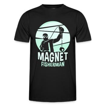 Magnetic Fisherman Magnetic Fishing Magnet - Men's Functional T-Shirt - black - Front - AI Model Male 178 dark (178cm)