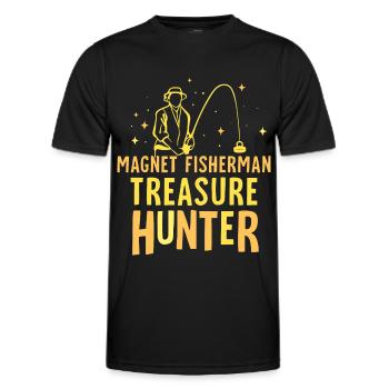 Magnetic Fisherman Treasure Hunter Magnetic Fishing Magnet - Men's Functional T-Shirt - black - Front - AI Model Male 178 dark (178cm)