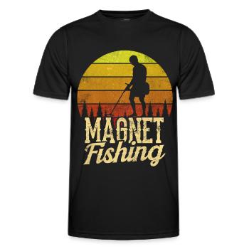 Magnet Fishing Magnetic Fisher Magnetic Fishing - Men's Functional T-Shirt - black - Front - AI Model Male 178 dark (178cm)