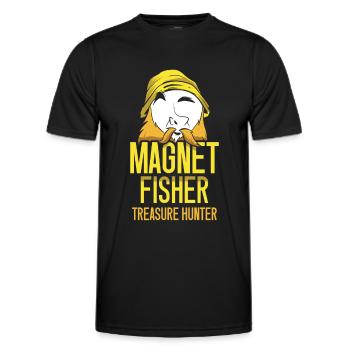 Magnetic Fisherman Treasure Hunter Magnet Magnetic Fishing - Men's Functional T-Shirt - black - Front - AI Model Male 178 dark (178cm)