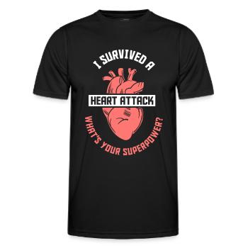 I survived a heart attack - Men's Functional T-Shirt - black - Front - AI Model Male 178 dark (178cm)