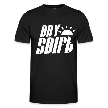 Poste de jour Travail posté Travail posté - T-shirt sport Homme - noir - Devant - AI Model Male 178 dark (178cm)