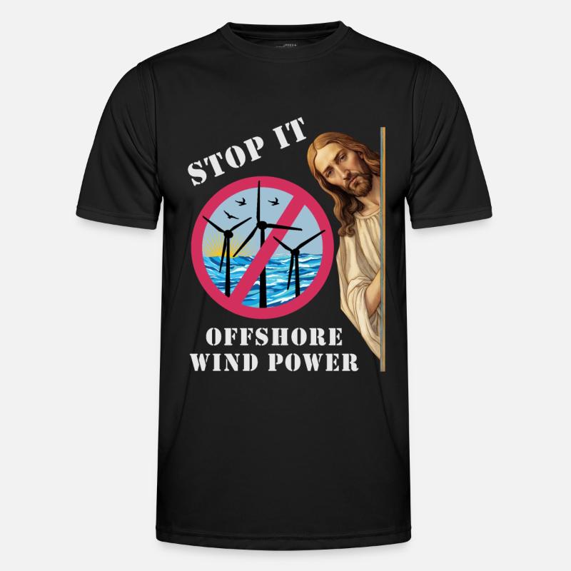Offshore Windkraft Stopp - Männer Funktions-T-Shirt - Schwarz