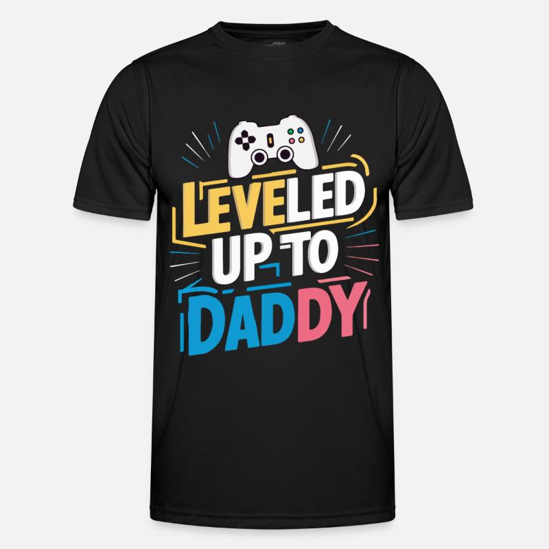 Leveled up to daddy - Men's Functional T-Shirt - black