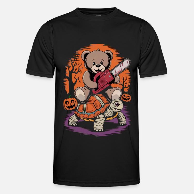 Halloween Teddy Bear Turtle Chainsaw - Men's Functional T-Shirt - black
