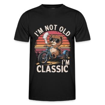 Teddybär mit Sonnenbrille auf Dreirad mit Zigarre - Männer Funktions-T-Shirt - Schwarz - Vorne - AI Model Male 178 dark (178cm)