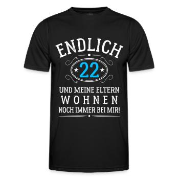 Endlich 22 Und meine Eltern wohnen noch bei mir - Männer Funktions-T-Shirt - Schwarz - Vorne - AI Model Male 178 dark (178cm)