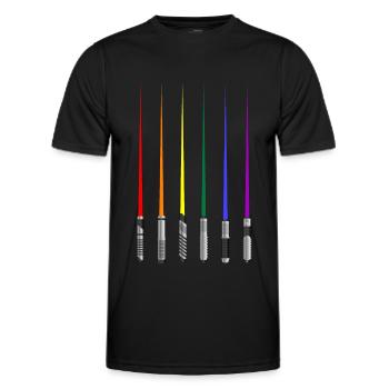 Regenbogen Lichtschwerter Gay Pride Month LGBTQ - Männer Funktions-T-Shirt - Schwarz - Vorne - AI Model Male 178 dark (178cm)
