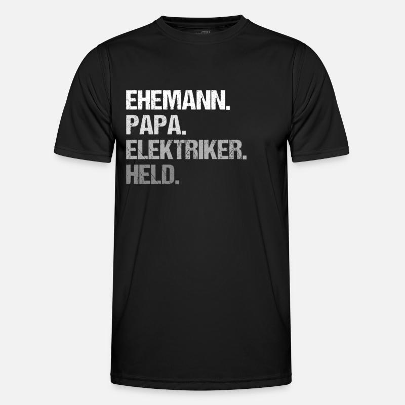 Herren Ehemann Papa Elektriker Held - Männer Funktions-T-Shirt - Schwarz