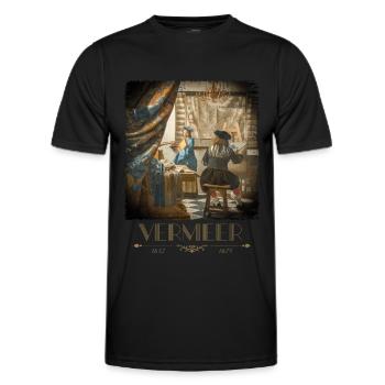 Jan Vermeer Die Malkunst Gemälde Coole Kunst - Männer Funktions-T-Shirt - Schwarz - Vorne - AI Model Male 178 dark (178cm)