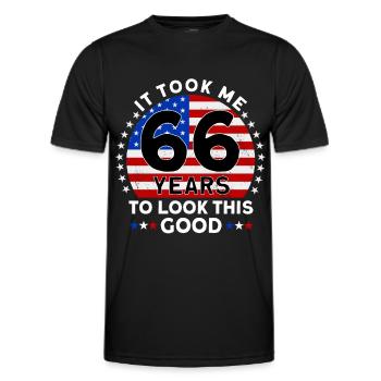 Il m’a fallu 66 ans pour être aussi beau - T-shirt sport Homme - noir - Devant - AI Model Male 178 dark (178cm)