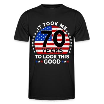 Il m’a fallu 70 ans pour être aussi beau - T-shirt sport Homme - noir - Devant - AI Model Male 178 dark (178cm)
