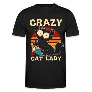 Crazy Cat Lady Cat with knife - Men's Functional T-Shirt - black - Front - AI Model Male 178 dark (178cm)